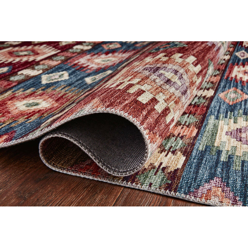 Tapis à motif tissé à motif rétro, Rectangle 4 pi 7 po x 6 pi 6 po