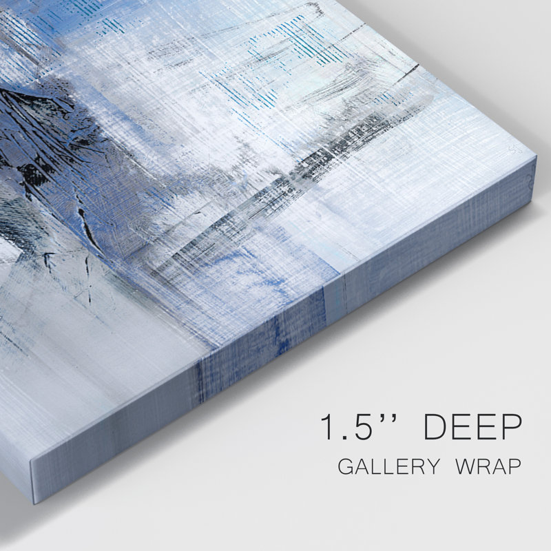 «Soft Solace Indigo», ensemble de 3 peintures sur toile tendue, H 18 po x l 36 po x P 1 po