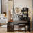 Small Space Left Drawer Desktop Vanity Table + Cushioned Stool, 2 AC+2 USB Power Station-307518042