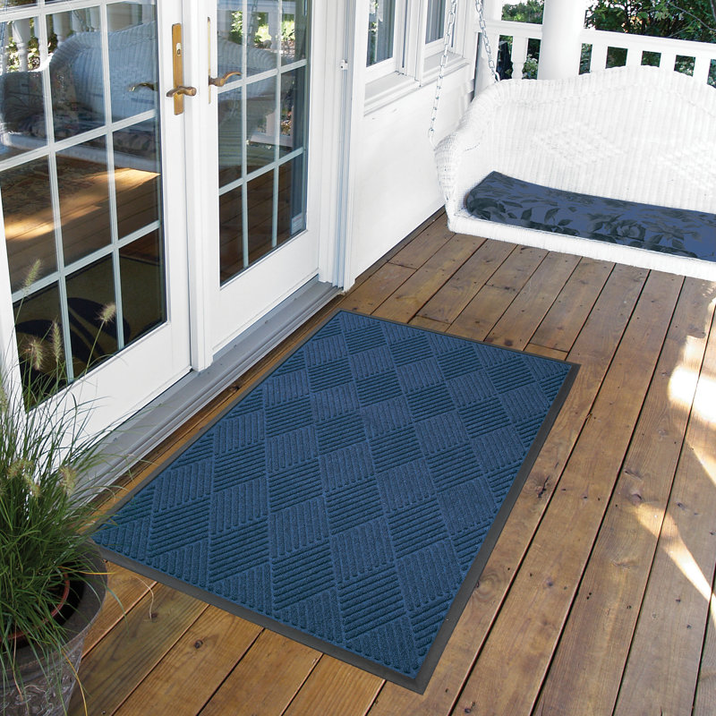 Tapis de porte Alezander, 4 pi x 10 pi, bleu