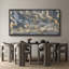 Reproduction d'art moderne sur toile encadrée moderne bleu marine et jaune-107118202-111665908
