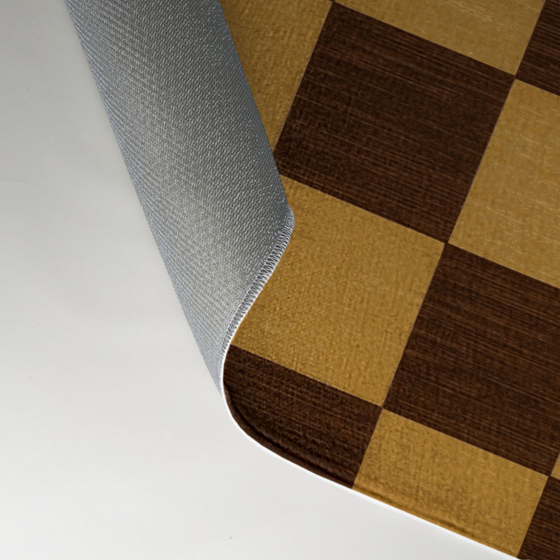Checkered Brown Indoor and Outdoor Area Rug, Rectangle 3' x 5'
