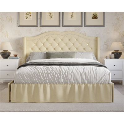 Charland Upholstered Wingback Storage Bed