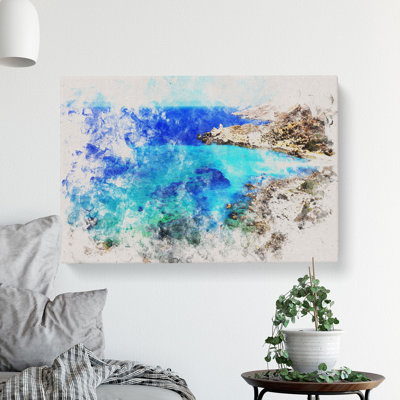 The Coast of Malta Watercolour - Wrapped Canvas