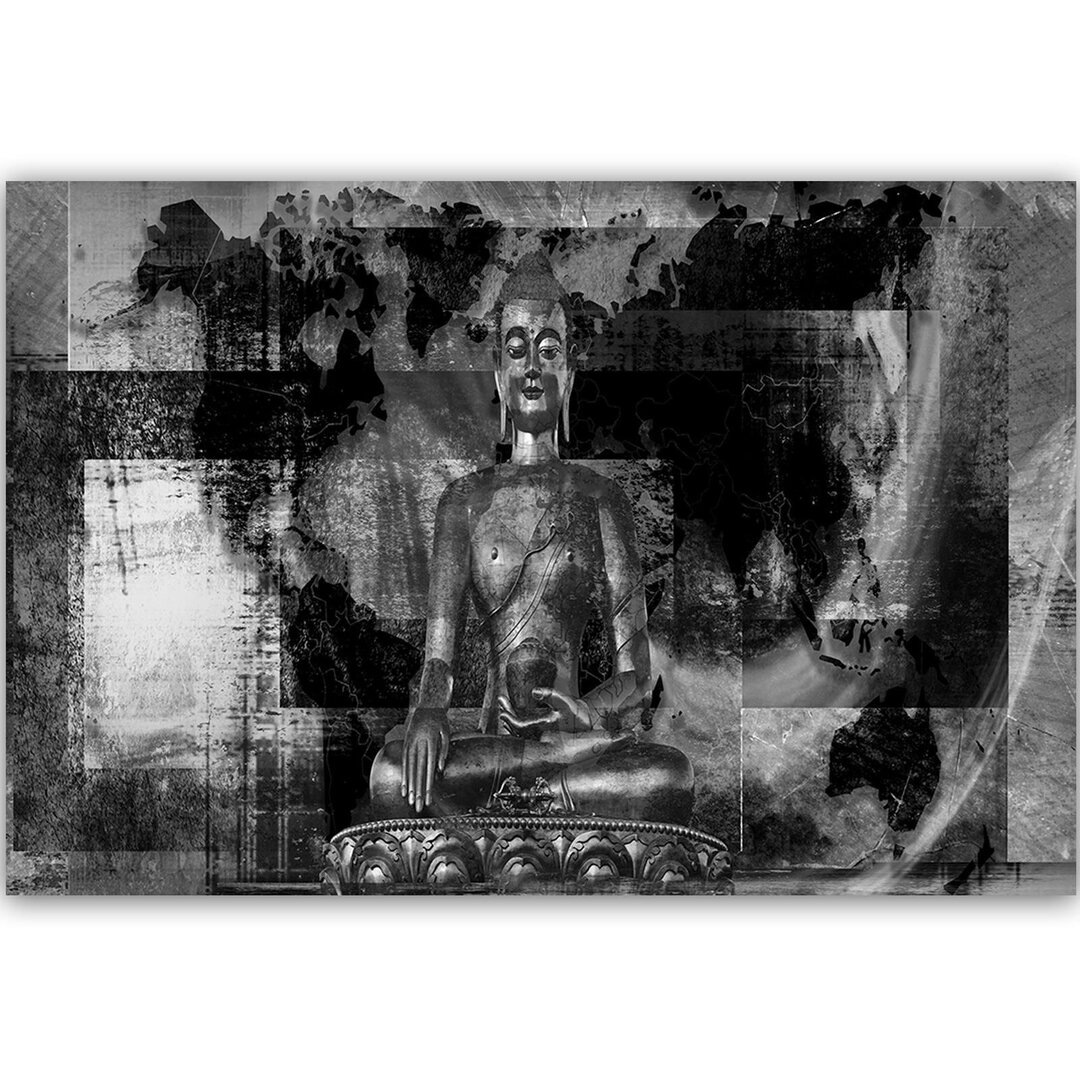 Leinwandbild Buddha auf abstraktem Hintergrund 3