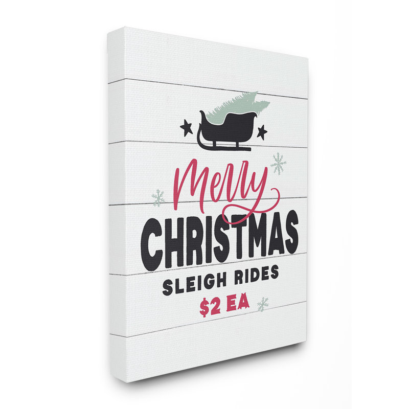 « fêtes en planches look merry christmas-bateau typographie », impression, Toile tendue, H 20 po x l 16 po x P 1,5 po