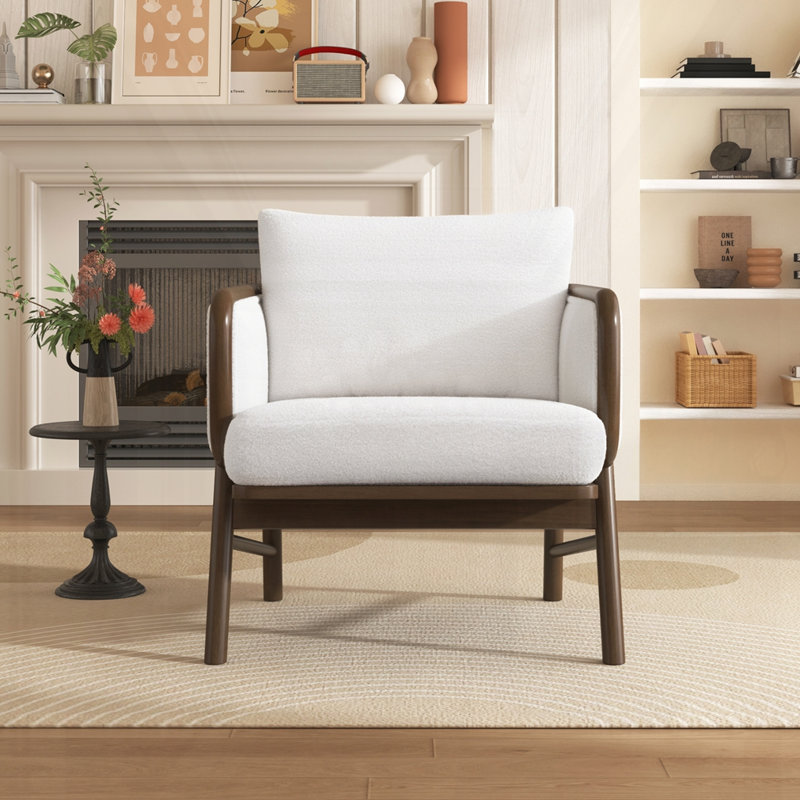 Chaise d'appoint en sherpa avec structure en bois massif