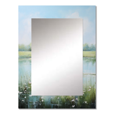 Meadow Tranquil Waters I - Meadow Wall Mirror, Traditional Decorative Mirror, Printed Metal Art