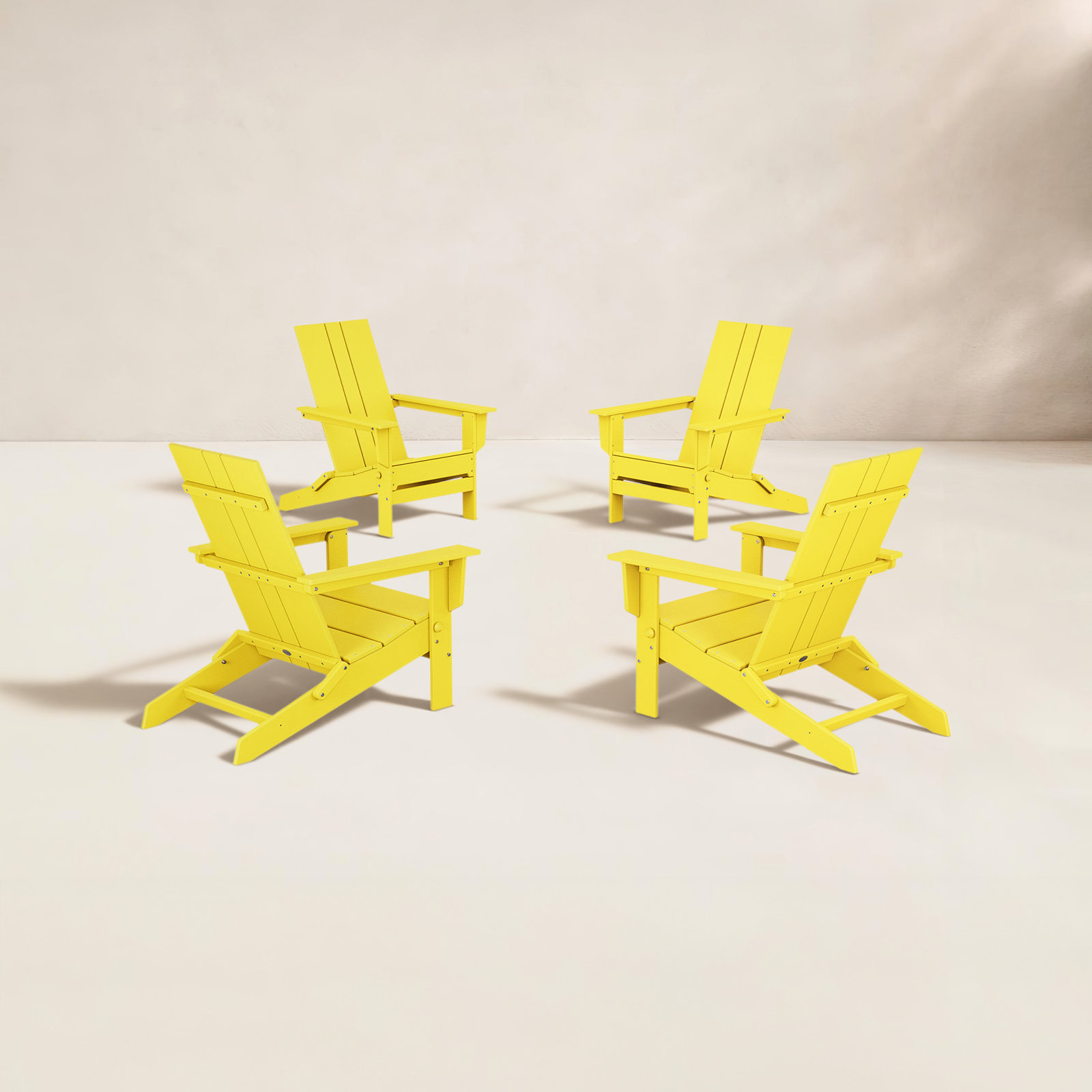 POLYWOOD® x 4-Person Folding Adirondack Outdoor Seating Group, Lemon