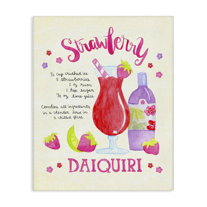  «Strawberry Daiquiri Recipe», art mural sur toile par Jessica Weifle, H 30 po x l 24 po