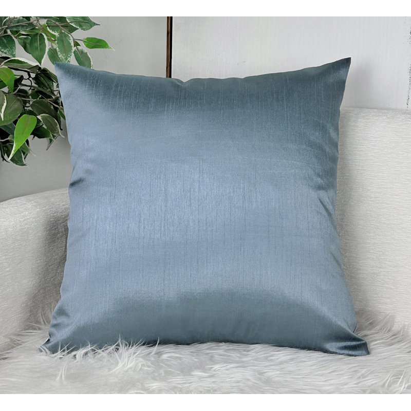 Ensemble de 2 taies décoratives en soie synthétique 24 x 24 pouces, ardoise, Ardoise