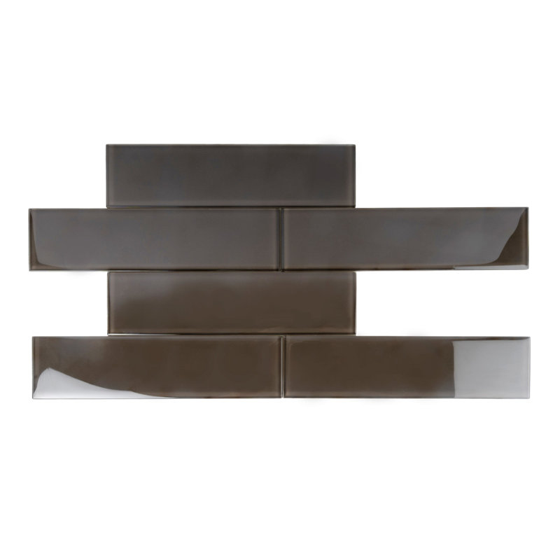 3" X 12" Glass Brick Look Subway Wall Tile, Ash Gray