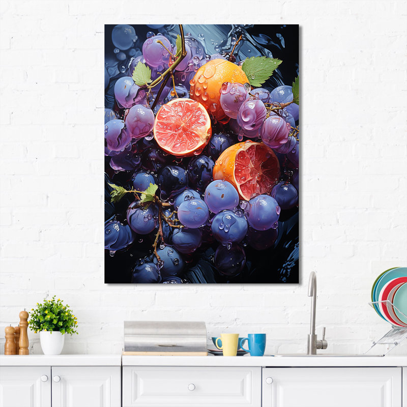 Ballet Blueberry Fruit Serenade I - fruits, art mural, H 40 po x l 30 po x P 1,5 po