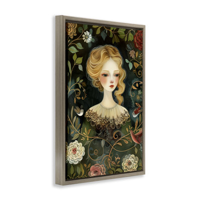 Victorina Woman with Florals Floating Frame, design by The Dutch Lady