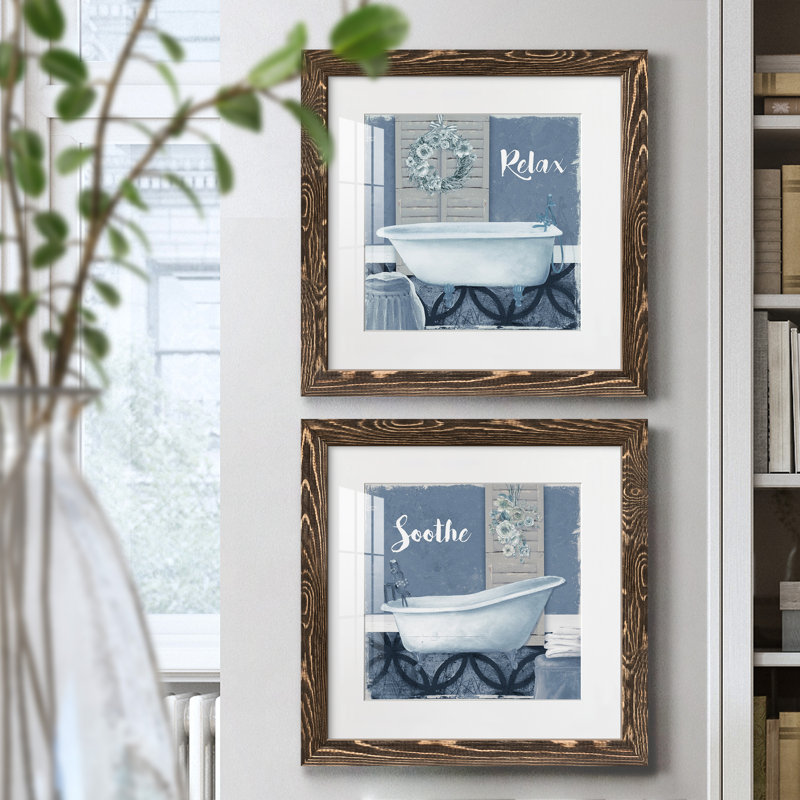 Relax - ensemble de 2 cadres photo, H 20 po x l 40 po x P 1,5 po, Encadré de bois de noyer