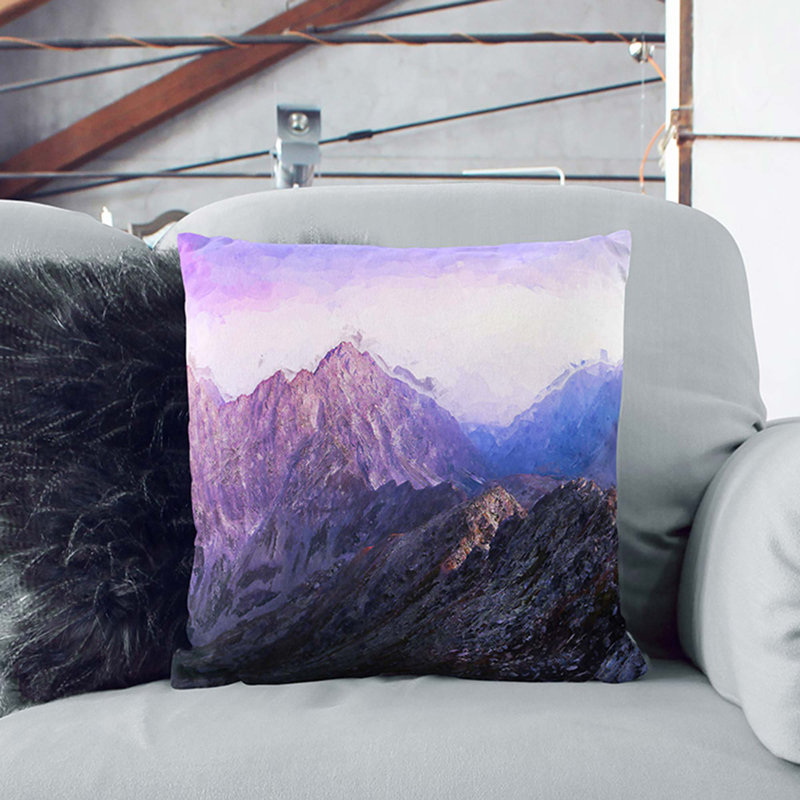 Mountain Peak Under a Sky Cushion with Filling, 40cm H x 40cm W x 15cm D, Stone