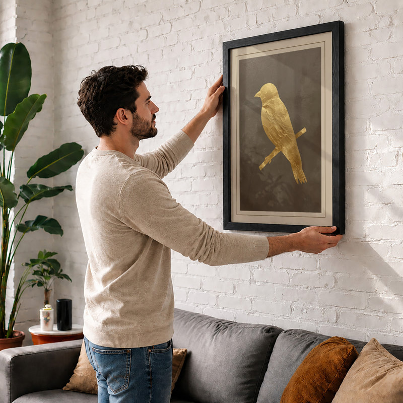 Golden Songbird Botanical - Framed Print, Unframed, A4 - 29.7 x 21.0 cm
