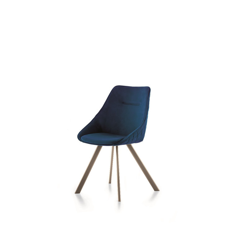 Pearsall 116.84cm H Upholstered Metal Side Chair, Graphite, Blue