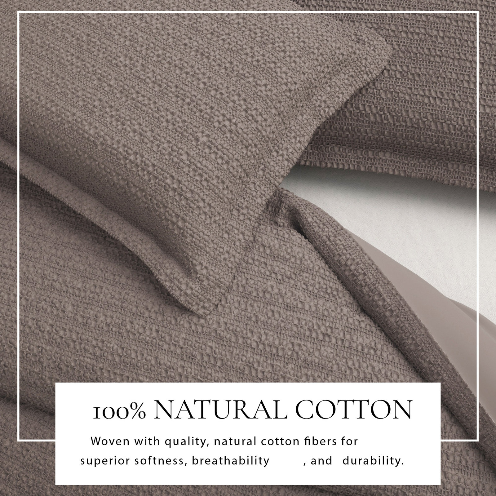 Waffle Cotton Duvet Cover Set, Gray, Full / Queen Duvet + 2 Shams
