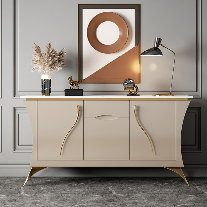 Armoire d'entrée murale en granit de style luxueux, Beige, H 35,43 po x l 55,11 po x P 15,75 po