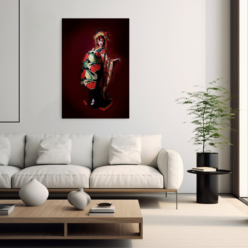 «Elegant Kimono Portrait», art mural élégant et traditionnel, H 60 po x l 40 po