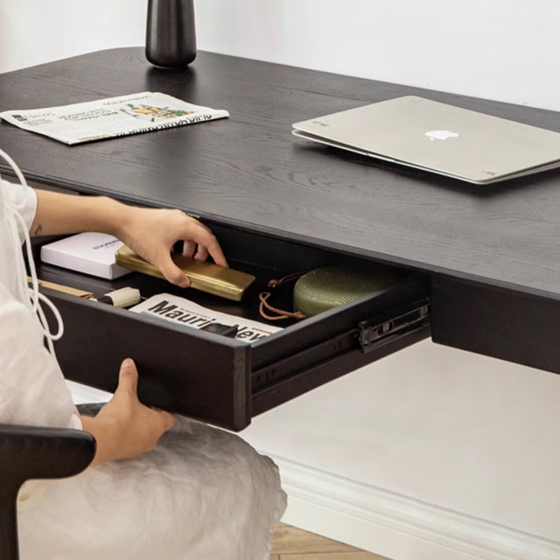 Bureau d'écriture et bureau d'ordinateur Smooth Black Oak, H 29,13 po x l 47,24 po x P 23,62 po