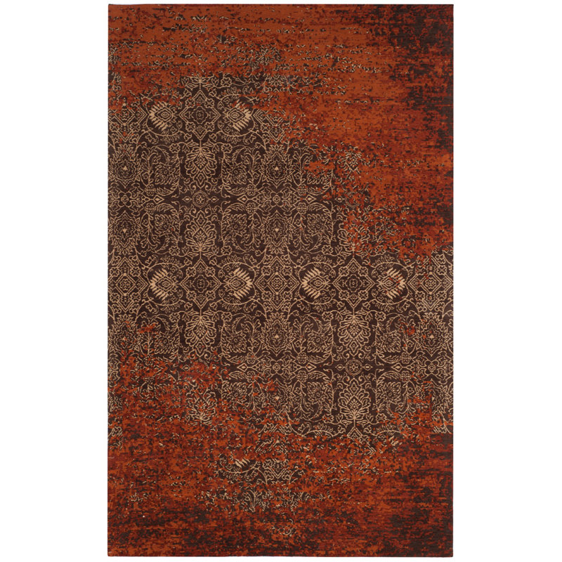 Tapis abstrait rouille / brun Anwick, Rectangle 10 pi x 14 pi