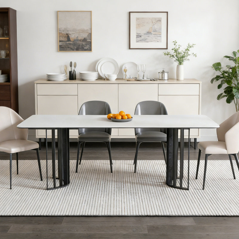 Rectangular minimalist dining table, 29.53"H x 70.87"L x 31.5"W