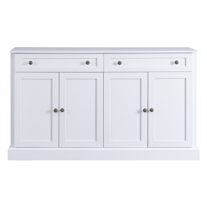 Storage Buffet Cabinet With Adjustable Shelves For Living Room, White