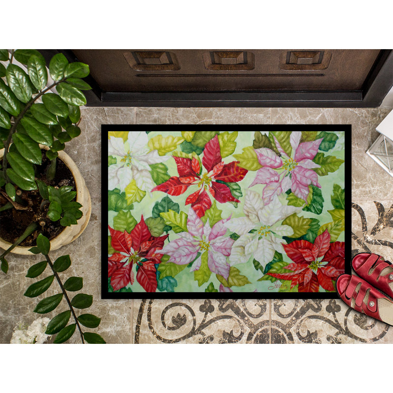 Non-Slip Doormat, 24" W x 36" L, Poinsettias