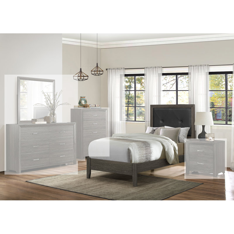 Lit Myron, Double, Chêne gris