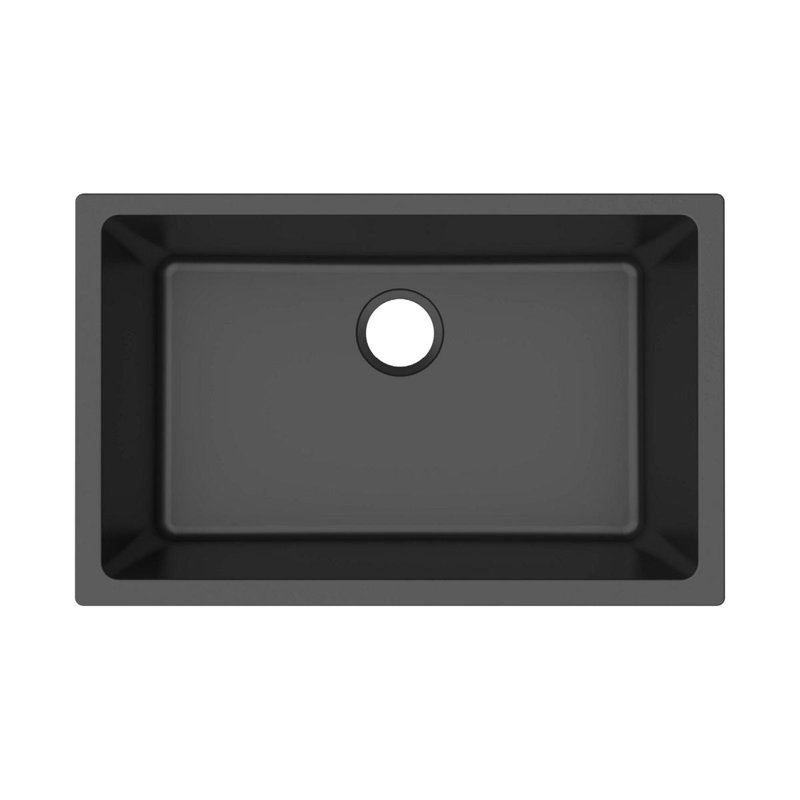 Évier encastré à simple cuve 29 1/2 po x 18 3/4 po x 9 1/2 po Quartz Classic, Noir