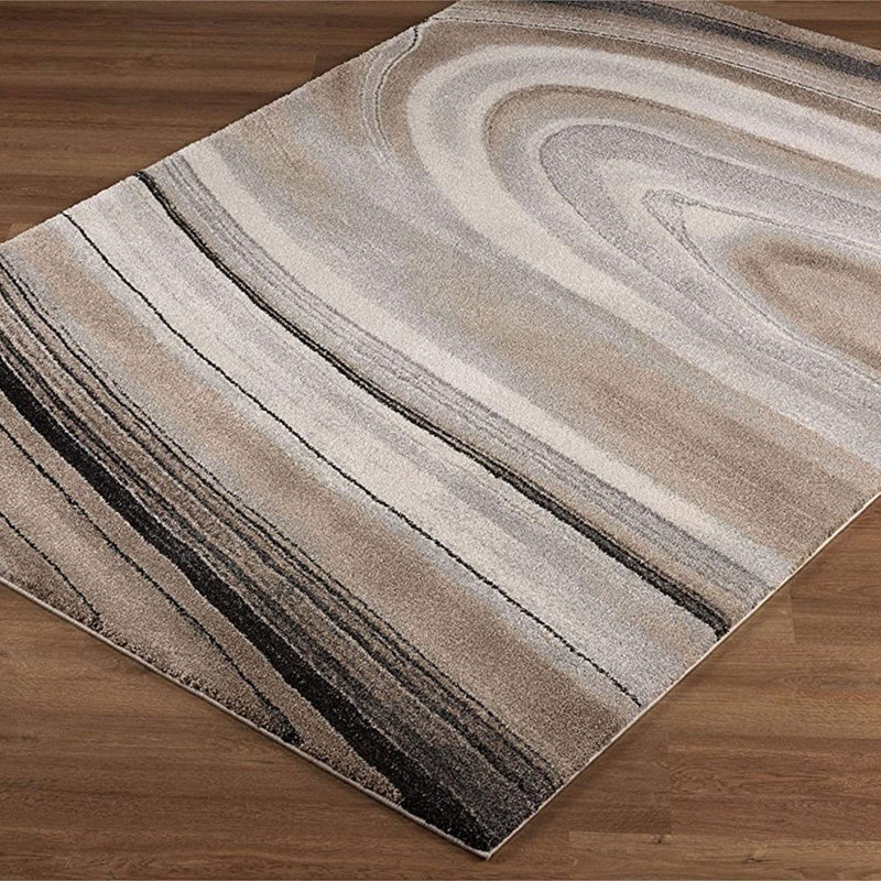 Tapis crème / brun foncé Daray 4 'x 6', Rectangle 4 pi x 6 pi
