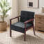 Chaise en cuir massif avec cadre en bois massif, fauteuil d'appoint simple Leisure Leisure, noir