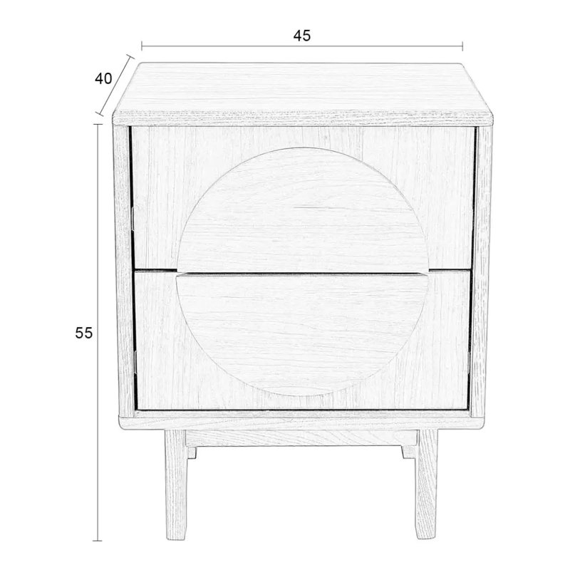 Groove 2 - Drawer Solid Wood Nightstand, Natural