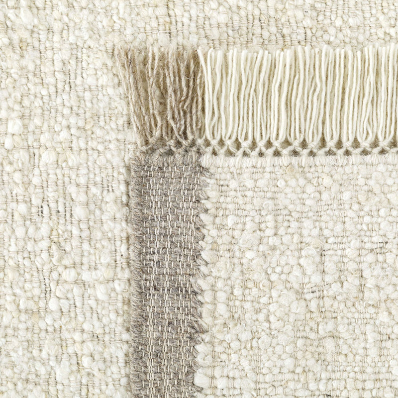 Flatweave Wool/Cotton Area Rug in Ivory, Rectangle 8'9" x 11'9"