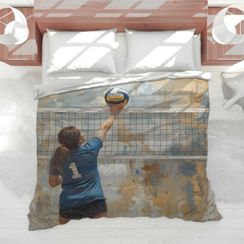 Fille jouant à l'édredon de volleyball, Très grand lit