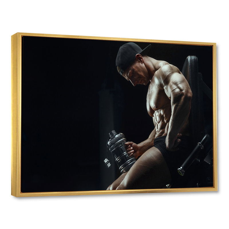 Cambell - salon d'art aérobique et de musculation_106249, H 30 po x l 40 po x P 1,5 po, Toile avec cadre flottant or