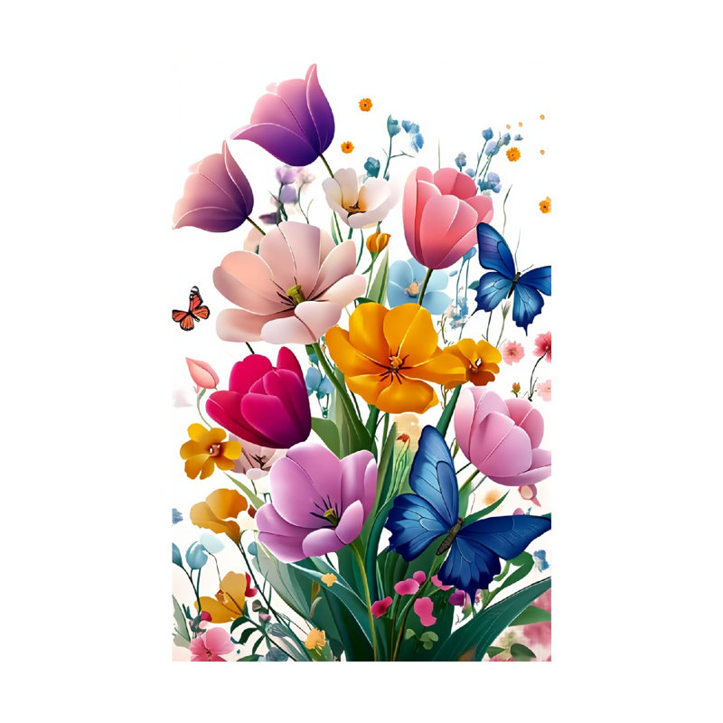 Drapeau de jardin floral et papillon double face, 12 po x 18 po
