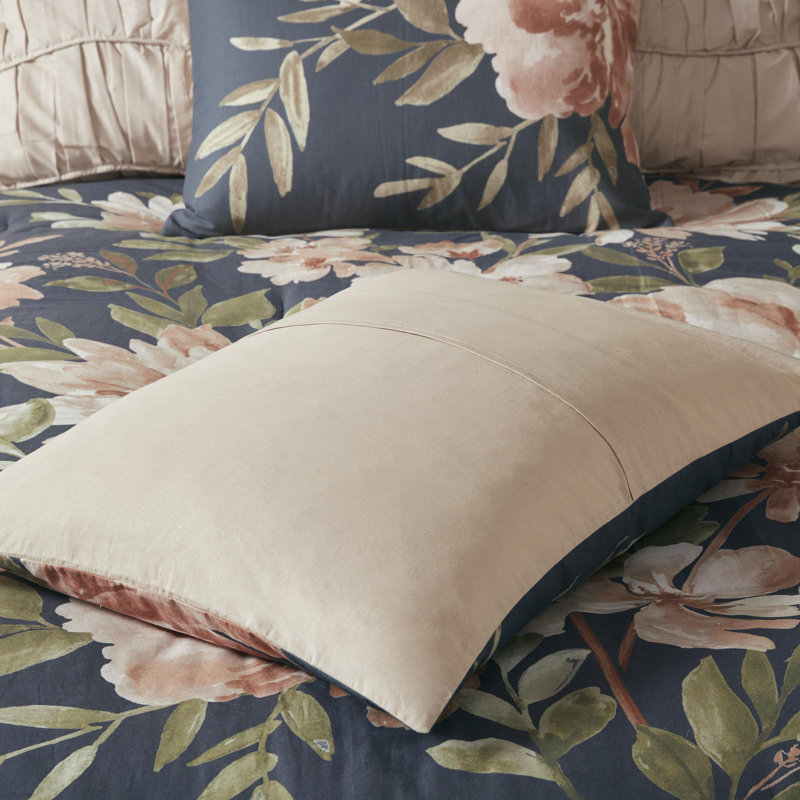 Ensemble d'édredon en coton percale 8 pièces, Édredon très grand + 7 pièces supplémentaires, Marine