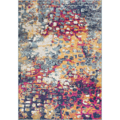 Raenae Blue and Ivory Abstract Rug