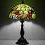 Lampe de table Tiffany en verre coloré 12 x 12 x 19 pouces (rouge, fleurs vertes)