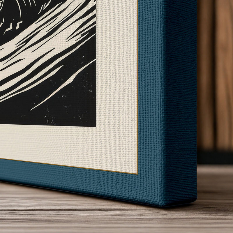 Green Bear Snarl Retro - Wrapped Canvas, 30x20 - 76.2 x 50.8 cm, Teal Border