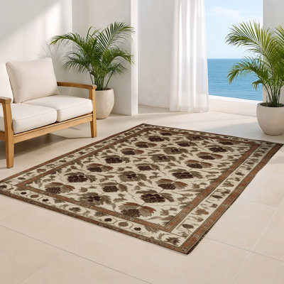 ArtDeco Beige Indoor and Outdoor Area Rug