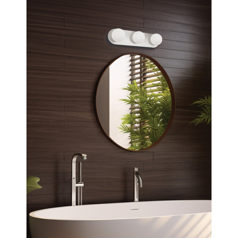 Éclairage pour salle de bain 3 lumières Burlat, Chrome poli, Blanc