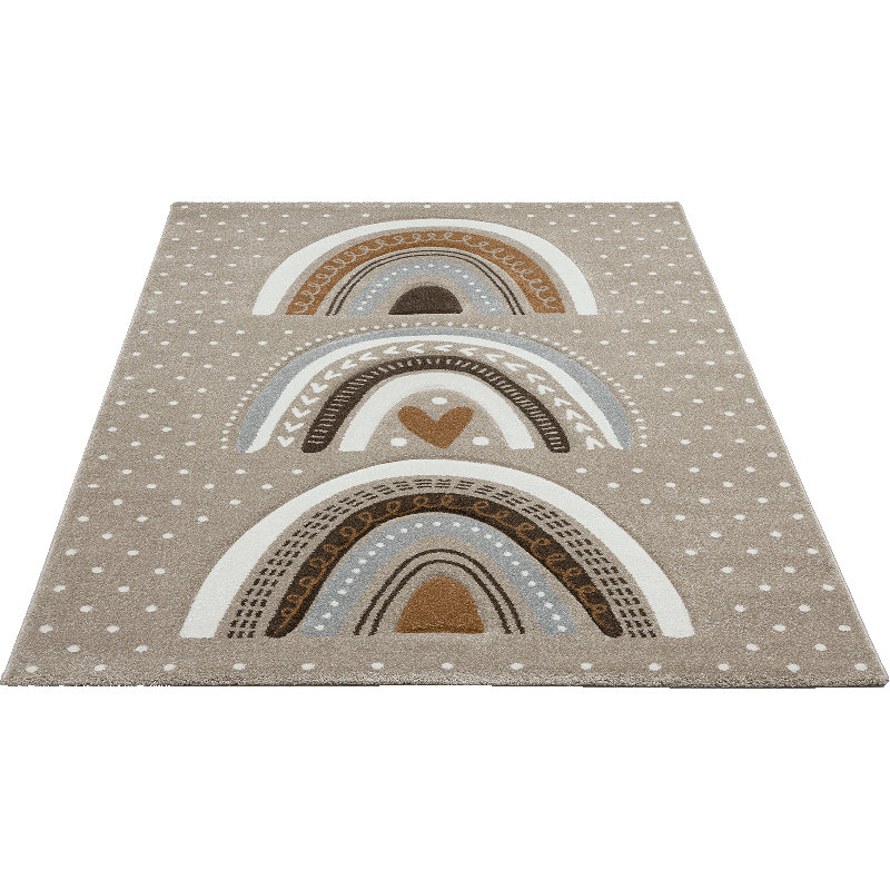 Hollaway Pastel Kids Grey/White/Brown Rug, Rectangle 80 x 150cm