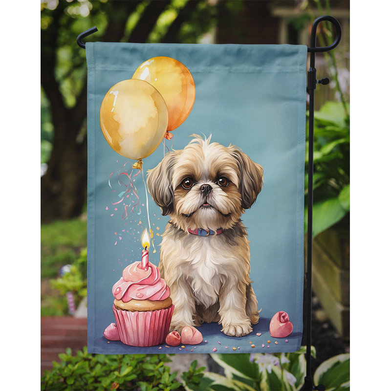 Drapeau de jardin «Happy Birthday», Shih tzu