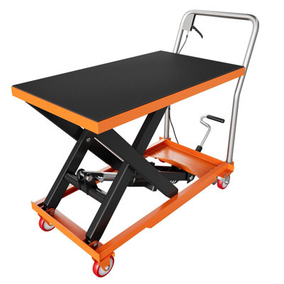 330 lbs Capacity Hydraulic Scissor Lift Cart – 28.5" Max Lift Height, 4 Wheels & Non-Slip Pad