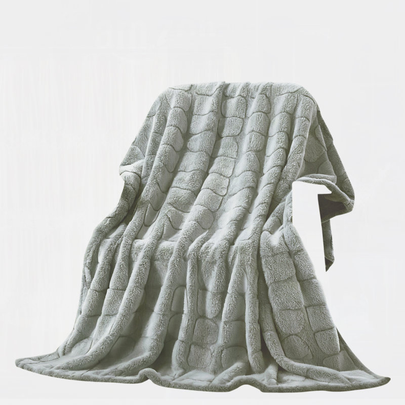 Jeté en fourrure de polyester gris clair Cozy, Gris