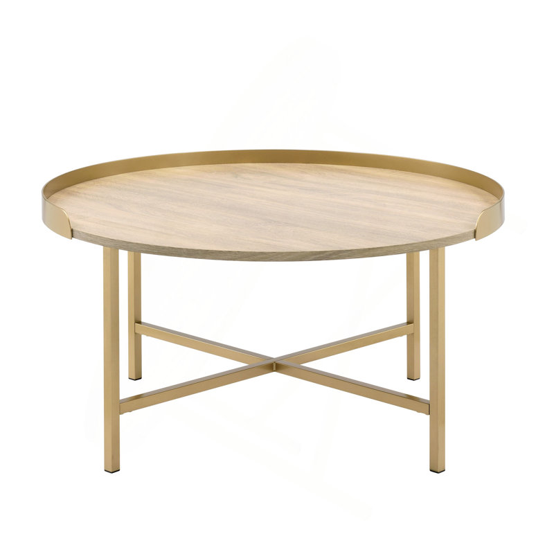 Table basse ronde moderne à finition dorée 1Pc